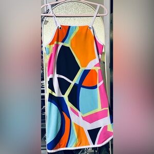 Fabletics Vibrant Asymmetrical Dress - Pink, Orange, Blue, Black